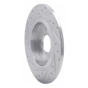 Hyundai Santa Fe Brake Rotor (1) - Rear Right - R1 Concepts - Drilled & Slotted - Silver - `19-`25